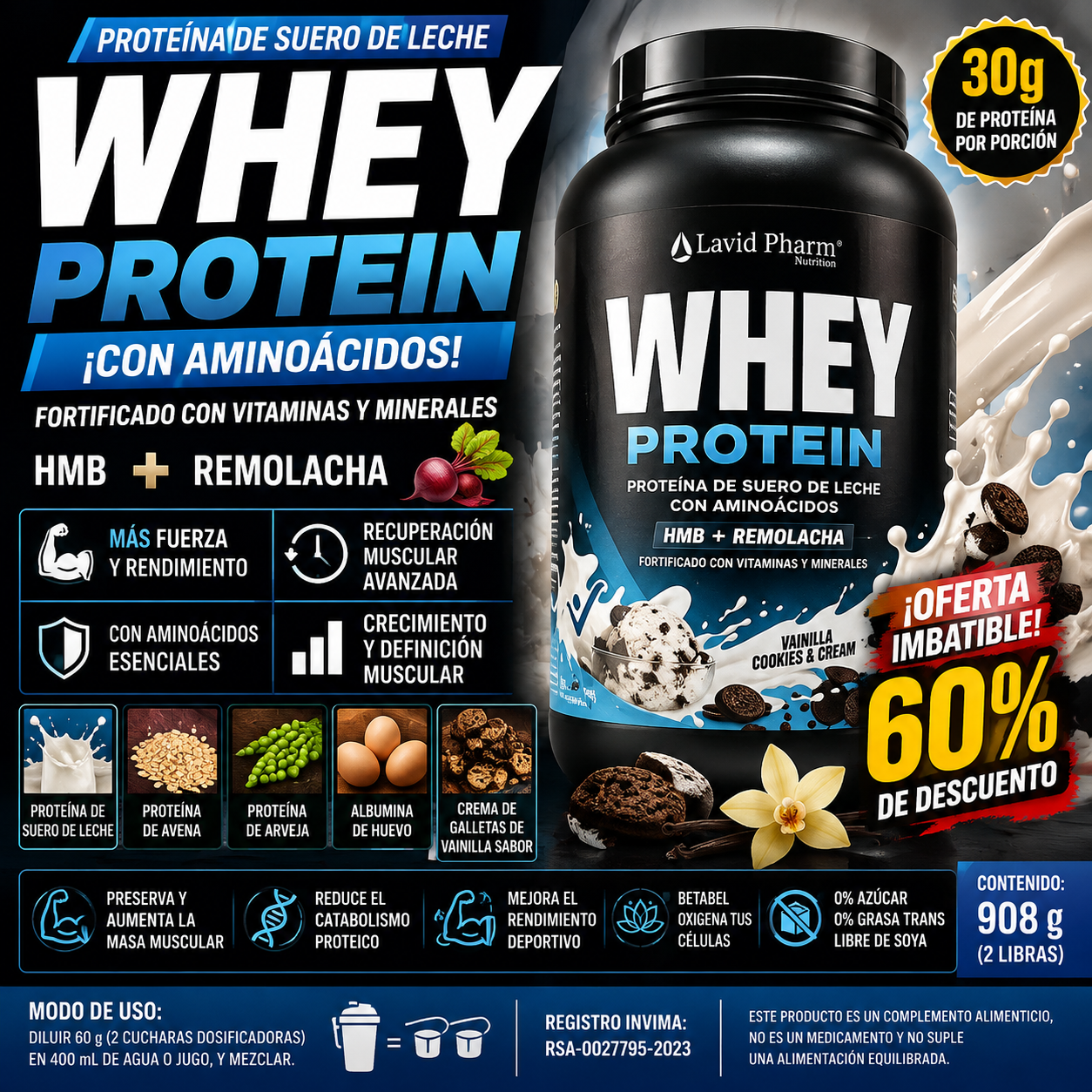 WHEY PROTEIN - SOLO HOY CON UN 60% DE DESCUENTO! 🔥